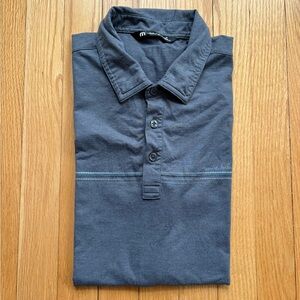 Travis Mathew Men’s Short Sleeve Performance Polo Shirt Medium Gray w/ Stripes